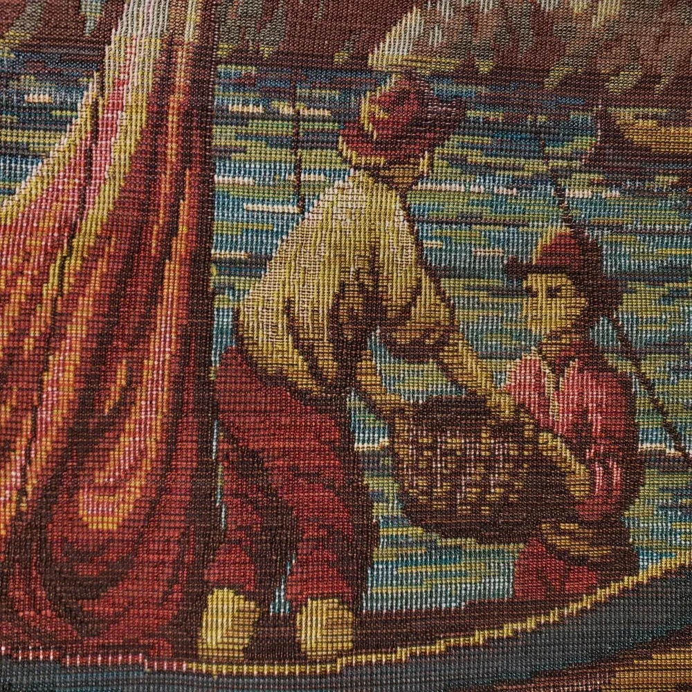 Unbranded Vintage Large Woven Harbor Tapestry 37x52‎ Multi Color